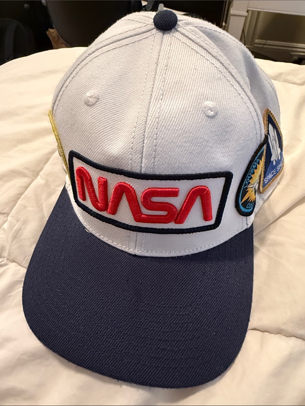 NASA White & Navy Patch Baseball Cap